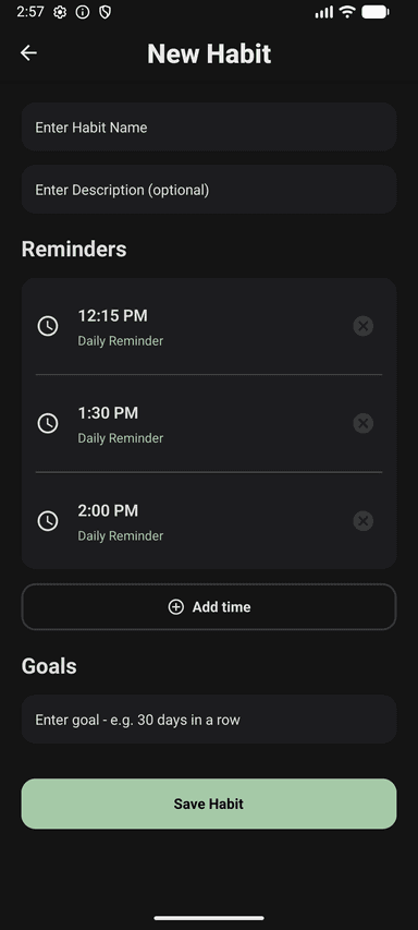 Habitz new habit screen