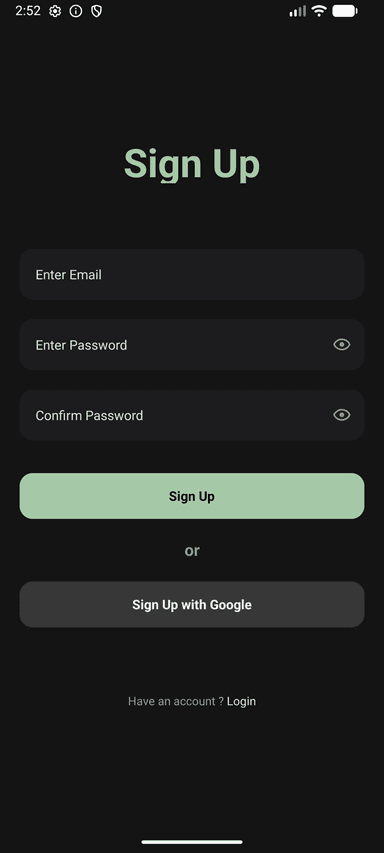 Habitz sign up screen